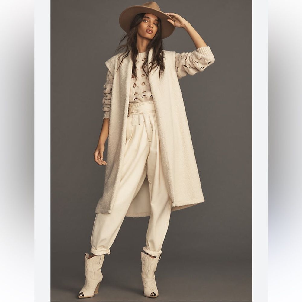 Anthropologie Self Contrast Sherpa Vest Duster Jacket